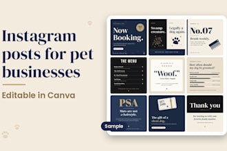 design pet shop and dog groomer instagram posts in canva