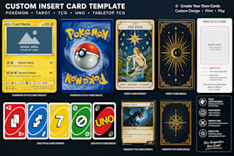 create custom insert card pokemon tarot tcg deck uno tabletop tcg card template