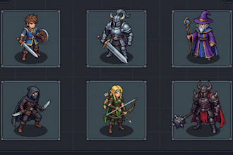 create top down pixel art rpg sprites, characters and game sprites