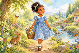 illustrate your children story book with whimsical water color art