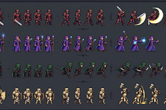 create animated pixel art sprite sheets, npc sprites and rpg animations