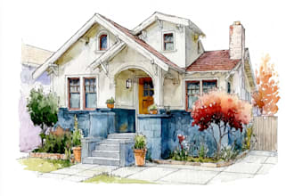 hand paint your home portrait in watercolor