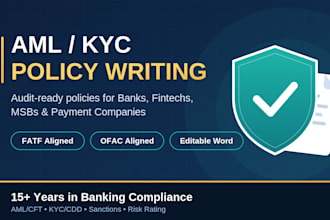 write aml, kyc and sanctions policies for your project