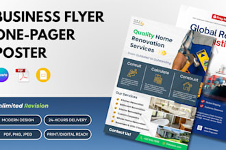 design business flyer, one pager, poster, brochure