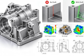 die casting part design dfm draft angles solidwork  fusion 360 manufacturing cad