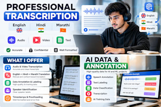 transcribe, translate and annotate audio, video and text data