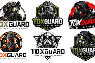 design a modern military, tactical, survival, security, industry gas mask logo