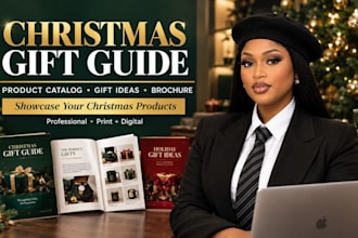 design christmas gift guide, product catalog, brochure for christmas products