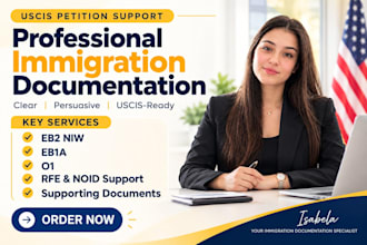 write professional uscis petition letters for eb2 niw, eb1a and o1