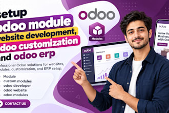 setup odoo module website development, odoo customization and odoo erp