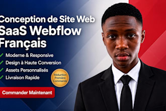 design french webflow saas website, b2b saas landing page or demo booking page