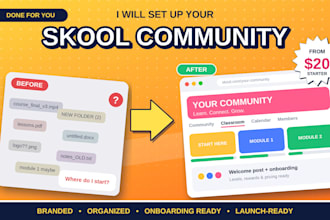 setup skool community skool credit repair and course creation