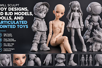 sculpt toy desihn,3d bjd model, doll articulated model toy, 3d doll, doll joint