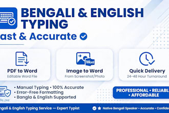 do bengali typing, english typing, pdf to word typing