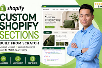develop custom shopify sections and functionality with liquid