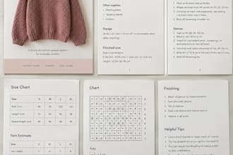 design a professional knitting and crochet pattern PDF