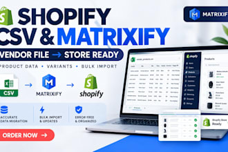 create your vendor file to shopify CSV or matrixify format shopify matrixify