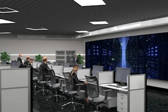 design data center with professional 3d realistic render dc white space