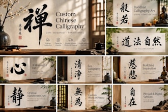 create custom zen and buddhist chinese calligraphy art