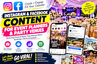 design instagram and facebook content for event planners and party venues