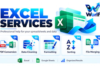 convert PDF to excel, clean data and format spreadsheets