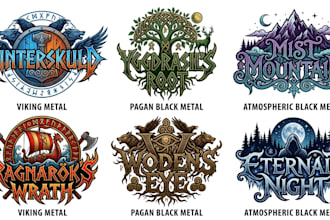 design viking metal, pagan black and atmospheric black logo