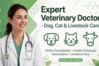 provide expert veterinary consultation for dogs, cats and livestock