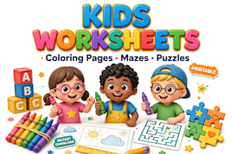 design kids worksheets, coloring pages and puzzles