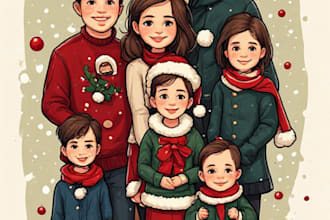 create personalized christmas family portrait