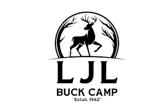 design amazing deer camp lake hunting logo