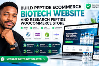 build peptide ecommerce biotech website and research peptide woocommerce store