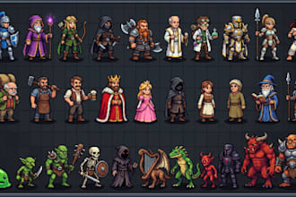 create rpg maker mz mv pixel art, rpg sprites and fantasy game assets