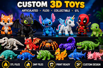 create custom flexi toy articulated toy stl 3d printable toys 3d printing
