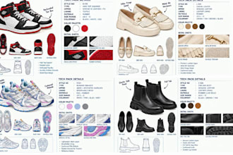 create shoe tech pack for sneakers loafers children shoes footwear manufacturing