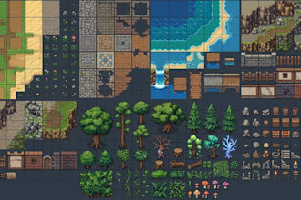 create pixel game assets, rpg tilesets, tilemaps and fantasy game art