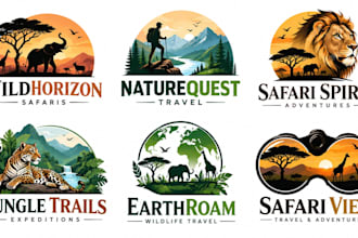 design a modern wildlife, adventure, nature, travel, jungle, animal safari logo