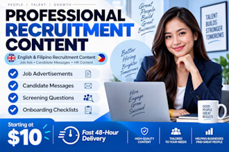 create professional recruitment content in english and filipino