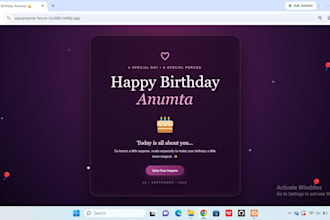create a beautiful interactive birthday website with animations