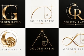 design a professional, geometry, mathematical, luxury  golden ratio logo