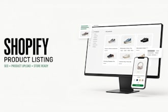do shopify product listing, product upload and shopify SEO