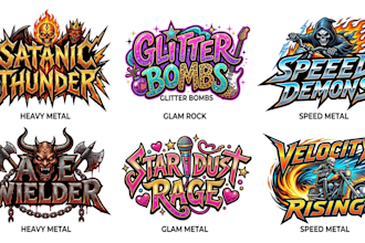design heavy metal, glam metal and speed metal logo