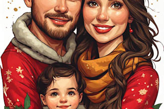 design custom family christmas portrait
