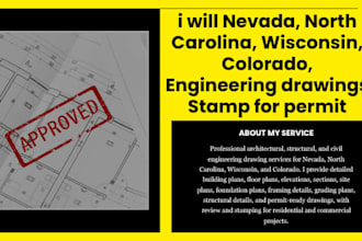 nevada, north carolina, wisconsin, colorado, engineering drawings stamp permit
