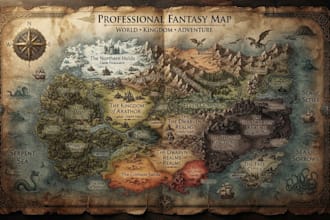 draw a professional fantasy or scifi map illustration