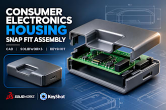 design consumer electronics housing snap fit assembly cad solidworks keyshot