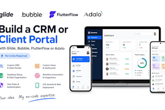 build a crm or client portal with glide bubble flutterflow adalo no code builder