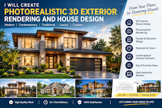 create photorealistic 3d exterior rendering and house design
