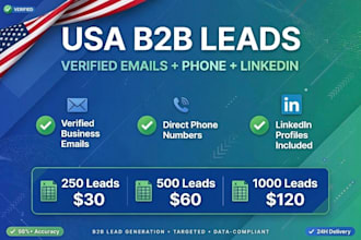 provide USA b2b lead generation with verified emails for your business