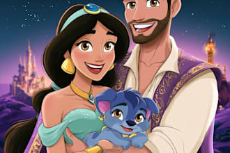 create a disney cartoon illustration