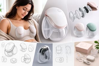 design wearable breast pump and breastfeeding products in 3d cad